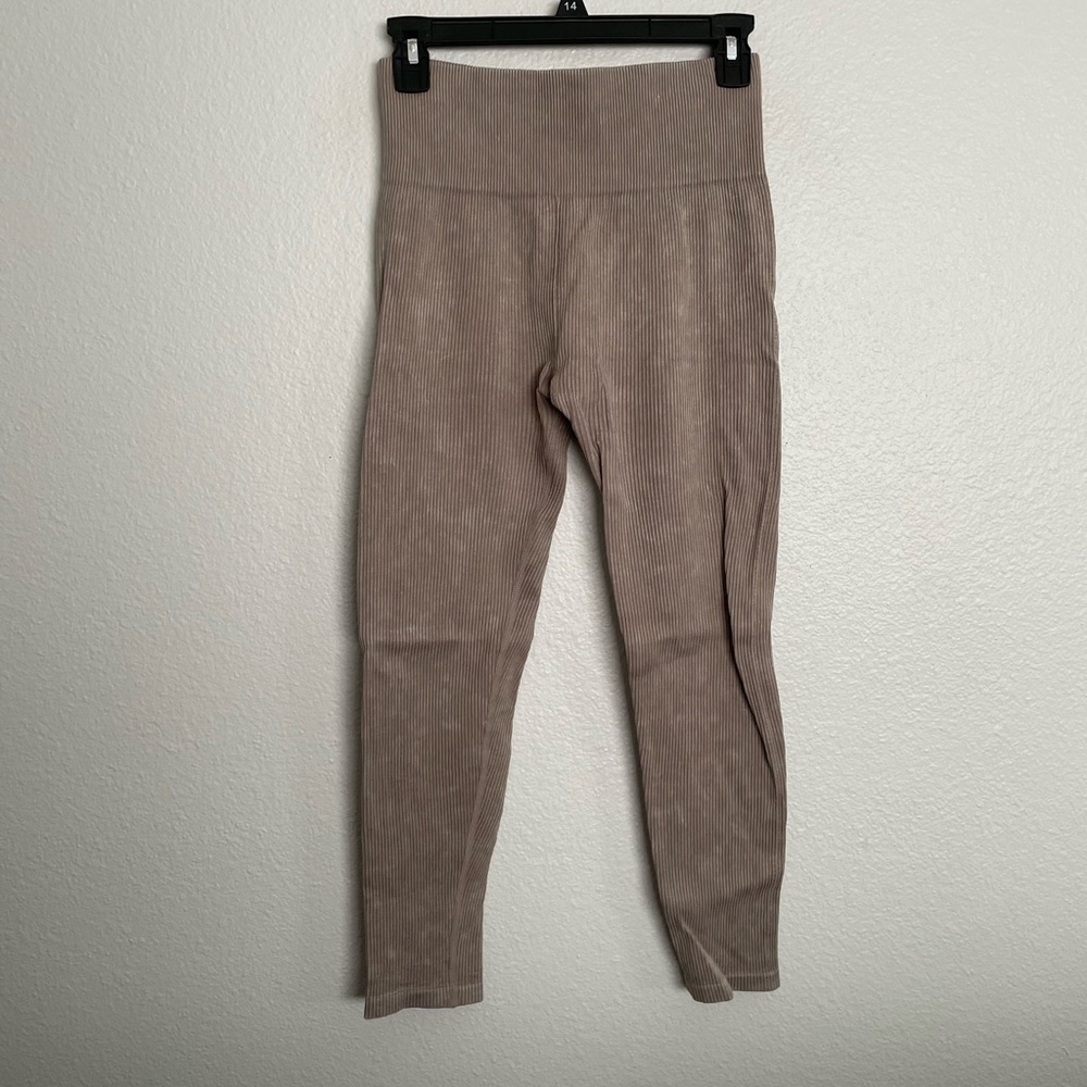 Mauve brown seamless ribbed leggings - Picture 3 of 5